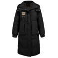 thumbnail image 2 of Women's Stand Collar Mid-Length Cotton Padded Coat with Removable Hood & Pockets, Black Long Sleeve Zipper Design, Windproof Warm Heavyweight Casual Jacket for Spring Autumn Winter, S-XL, 2 of 11