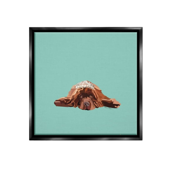 Stupell Industries Abstract Dog with Crown Animals & Insects Painting Black Floater Framed Canvas Art Print Wall Art, 18 x 18