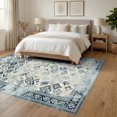 thumbnail image 3 of ODIKA 6'x9' Ultra-Soft Area Rug, Livingroom Abstract Motif Symmetrical Interlocking Border Neutral None Washable, Bare feet friendly, Silk-Touch for Guest Room, Bedroom, 3 of 7