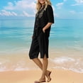 thumbnail image 5 of Travel Sets for Women 2 Piece V Neck Short Sleeve Button Down Shirt and Shorts Loungewear Casual Outfits, 5 of 7