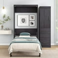 thumbnail image 3 of Murphy Bed Twin Size with Wardrobe and Drawers 3 in 1 Wall Bed Frame can be Folded into a Cabinet, Heavy Duty Storage Platform Bed for Guest Room Bedroom Study, Gray, 3 of 7