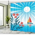 thumbnail image 5 of Ambesonne Cartoon Shower Curtain, Oleanders and Sailboat, 69"Wx70"L, Blue Orange White, 5 of 5