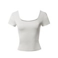 thumbnail image 1 of FashionOutfit Women's Junior Basic Seamless Square Neck Short Sleeve Crop Tank Top, 1 of 1