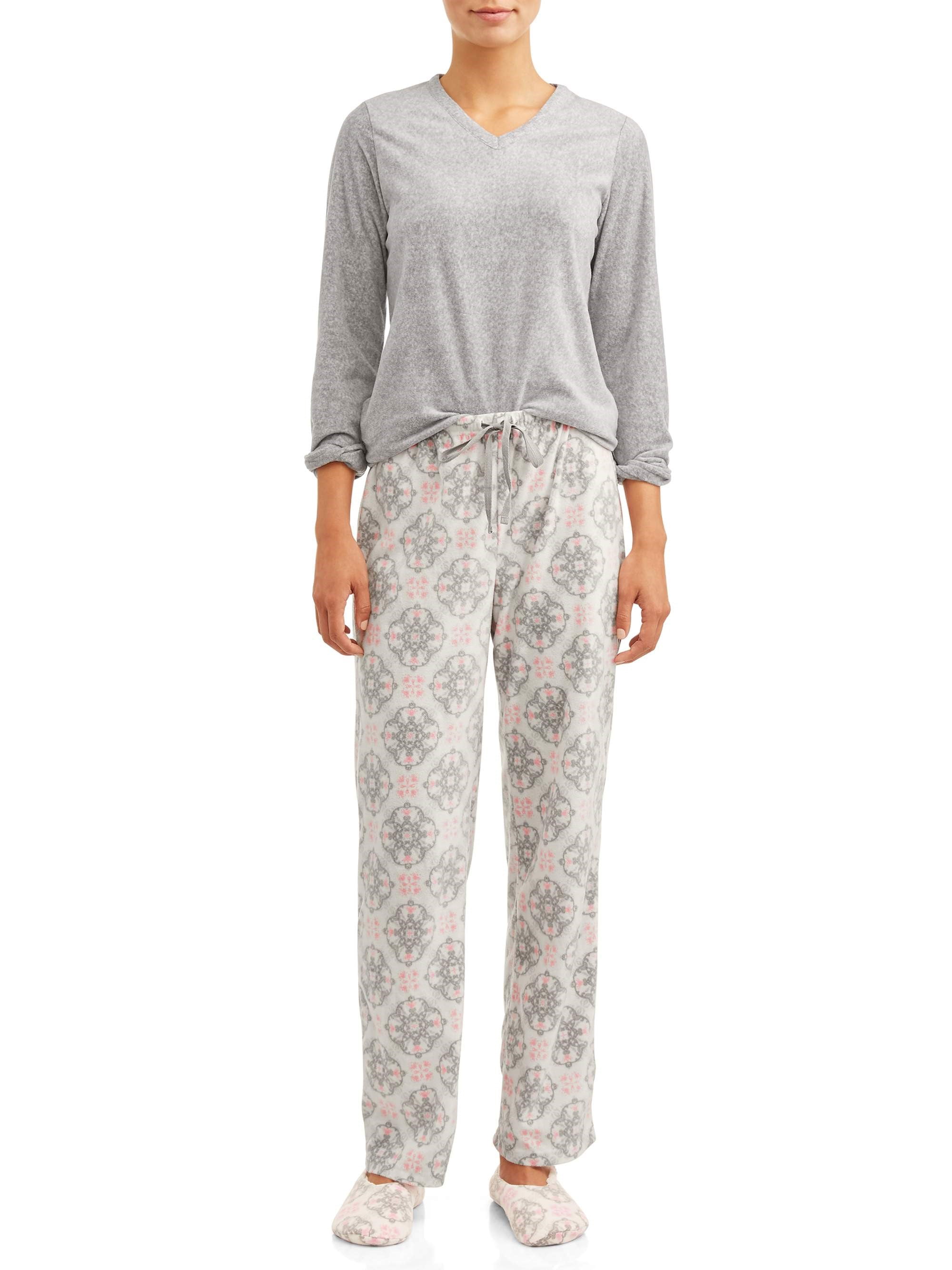 Hanes Women's 3Piece Pajama Set with Sherpa Slippers