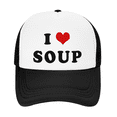 thumbnail image 2 of I Heart Soup Love Food Funny Trucker Hat Mesh Cap Unisex Black, 2 of 5