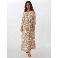 thumbnail image 4 of Printed Crew Neck Maxi Dress with Belt, 4 of 7