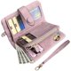 thumbnail image 2 of Womens Small Bifold Leather Wallets Rfid Ladies Wristlet with Card slots id window Zipper Coin Purse---Pink, 2 of 5