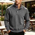 thumbnail image 2 of Cmfcve Men's Henley Mock Neck Sweatshirt Casual Pullover Snap Button Jacket Shirts Oversized Long Sleeve Fall Top, 2 of 7