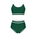 thumbnail image 4 of Efsteb Swimsuits for Women 2025 Women's High Waisted Bikini Sets Sporty Two Piece Swimsuits Color Block Cheeky High Cut Bathing Suits (Green,L), 4 of 7