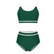 thumbnail image 4 of Conjunto de bikini con cuello en U y espalda descubierta ajustable para mujer, traje de baño de poliéster con bloques de color, 4 of 7
