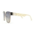 thumbnail image 3 of Womens Rimless Metal Rim Horn Rim Rectangle Designer Fashion Sunglasses Gold Ivory - Smoke, 3 of 4