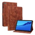 thumbnail image 2 of Case for MediaPad M5 Lite 10 10.1 inch 2018, Embossed Flower PU Leather Flip Wallet Folio Stand Cover, Brown, 2 of 7