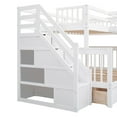 thumbnail image 3 of Bellemave L Shaped Triple Bunk Bed with Stairs, Wood Twin Over Full Bunk Bed with Desk and Wardrobe, Bunk Beds Frame with 3 Storage Drawers for 3 Teens（White）, 3 of 9
