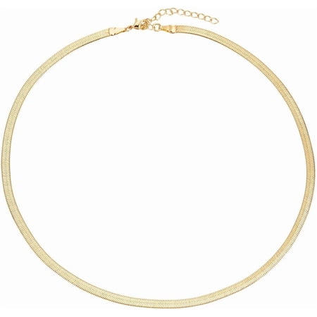 1Pc 4mm Brass Flat Snake Chain Necklaces for Women Men Golden 16.73 inch(42.5cm) creative