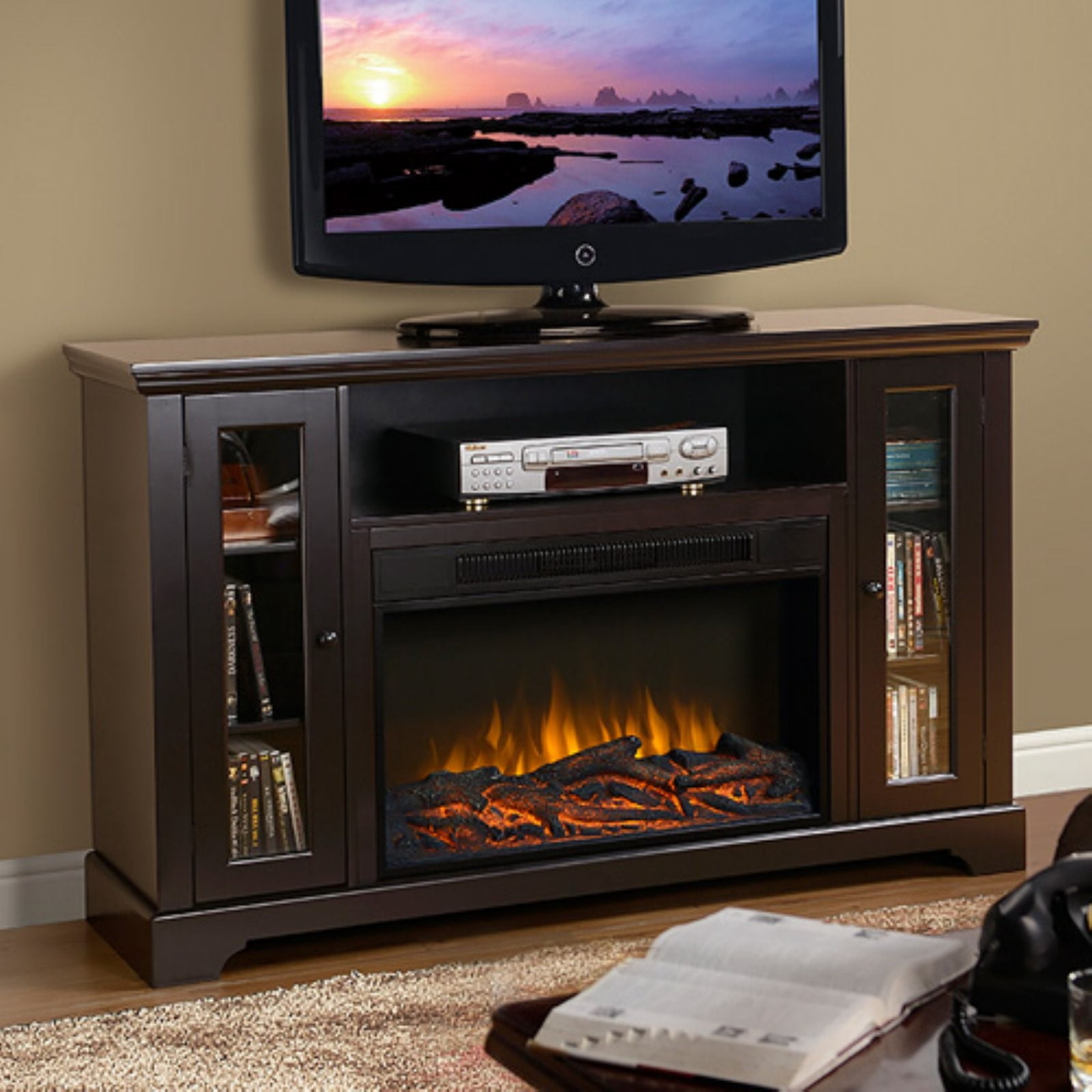 Flamelux Kingwood 57 in. Electric Media Fireplace