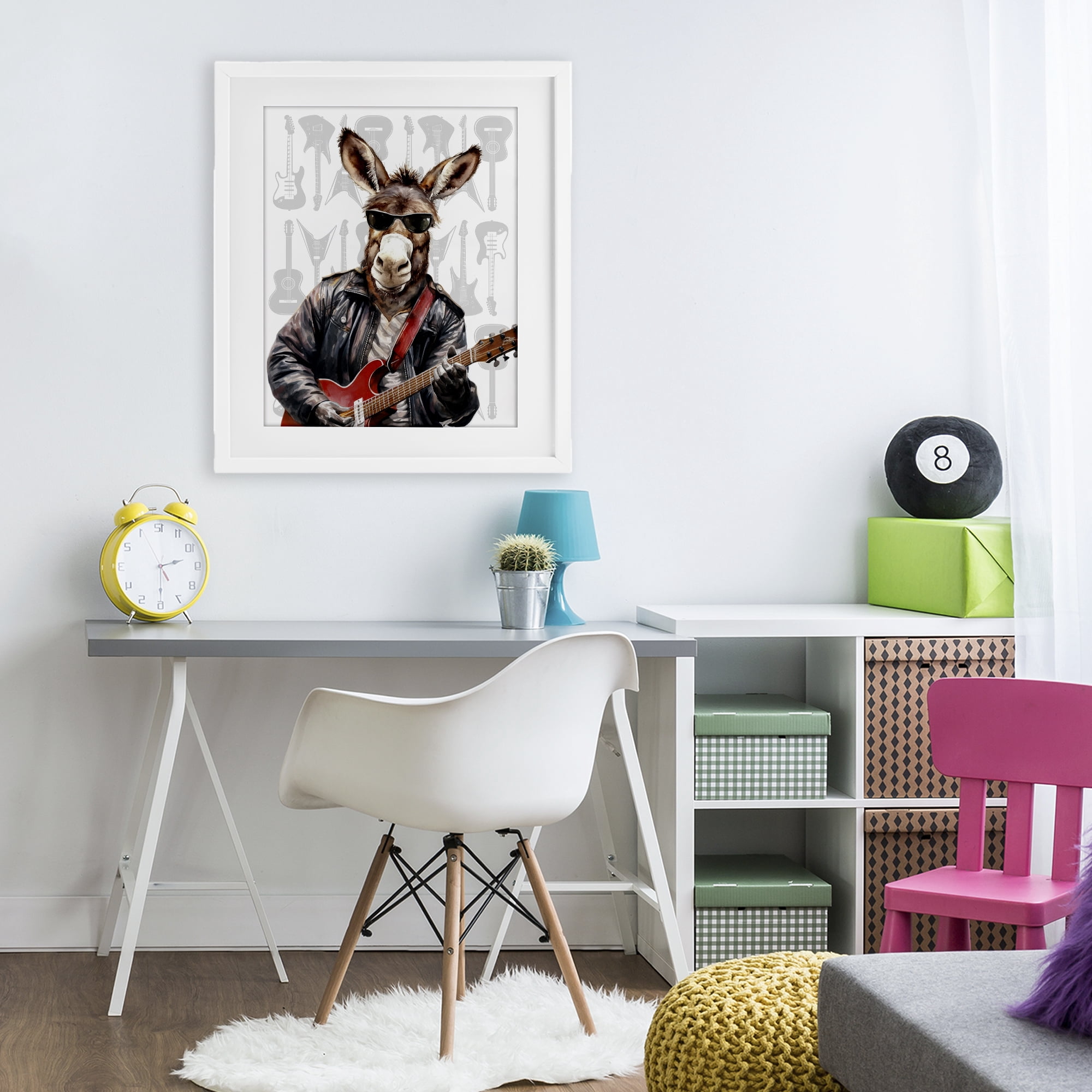 Stupell Industries Performing Musician Donkey White Framed Print Under Glass, design by CAD Designs