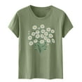 thumbnail image 4 of Jienlioq Hauts de Sortie pour Femmes T-shirt Imprimé Col Rond Manches Courtes Vert Armée P, 4 of 5
