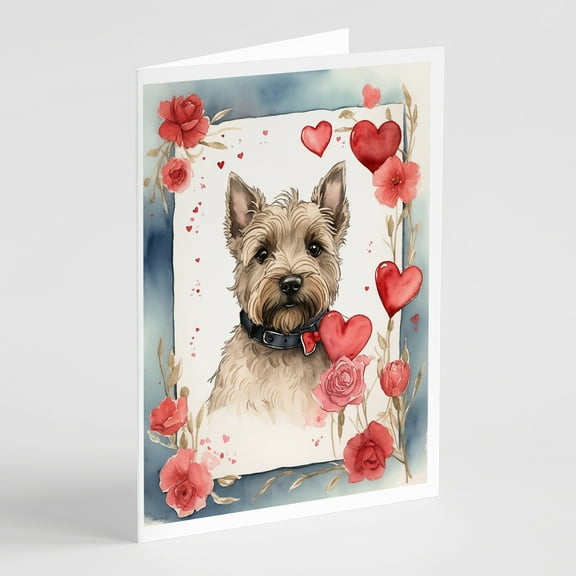 Scottish Terrier Valentine Roses Greeting Cards Pack of 8 7 in x 5 in