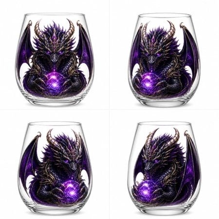 3D Mythic Dragon Glass Cup Fantasy Crystal Orb Whiskey Glass, Sculpted Dragon Drinkware for Whiskey Cocktails Bar Decor Gift