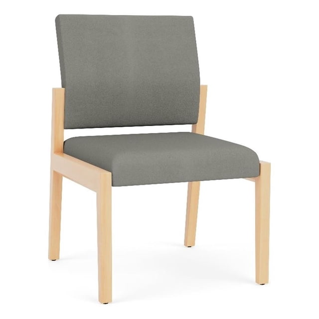 Pemberly Row Waiting Reception Armless Guest Chair Wood Frame in Gray