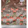 thumbnail image 2 of Soimoi Poly Georgette Fabric Insect & Lily Panel Printed Fabric 1 Yard 52 Inch Wide, 2 of 3