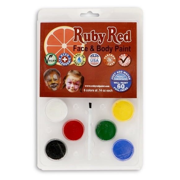 Pintura facial de color rojo rubí, 2 ml x 6 colores, conforme a las normas de la FDA