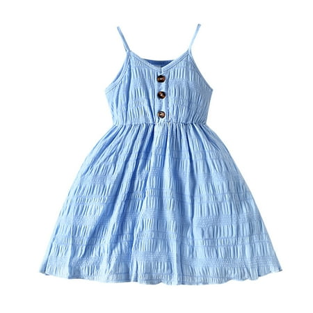 

Child Baby Girls Dress Solid Color Sleeveless O-Neck Pleated Light Cool Daily Casual For Daily School Sundress Holiday Soft Dresses