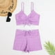 thumbnail image 3 of Traje de baño con pliegues de ángulo plano conservador para mujer informal con estilo Bikini cómodo hueco con estampado OAVQHLG3B Store  lin121212, 3 of 3