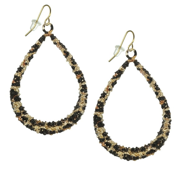 Beautiful Large Black and Gold Leopard Print Teardrop Boho Statement Earrings – Nickel Free- Hypoallergenic Earwires – Gift for Her