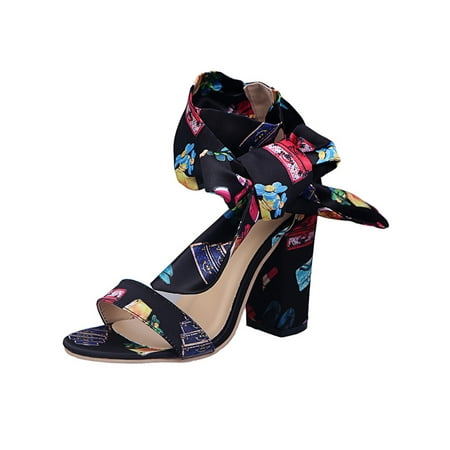 

Kesitin Womens Anti Slip Open Toe Dress Sandal Work Comfortable High Heels Block Heeled Sandals Black 5.5