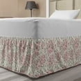 thumbnail image 1 of Doodle Bed Skirt, Flying Hearts and Bird Cages Circular Background, Elastic Bedskirt Dust Ruffle Wrap Around for Bedding Decor, 4 Sizes, Pale Salmon Blush Grey, by Ambesonne, 1 of 2