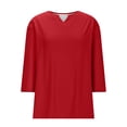 thumbnail image 7 of Perfectbot Women's Plus Size 3/4 Sleeve V-Neck Tee Casual Solid Color T-Shirt Sizes L-5X, 7 of 7