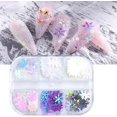 thumbnail image 4 of Copos de nieve para decoración de uñas con purpurina navideña 3D holográfica, brillantes, lentejuelas, purpurina de colores variados, copos de nieve, suministros para uñas acrílicas, invierno X, 4 of 5