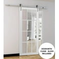 thumbnail image 4 of Sturdy Barn Door 12 lites Clear Glass | Felicia 3355 White Silk | 6.6FT Rail Hangers Heavy Hardware Set | Solid Panel Interior Doors, 4 of 6