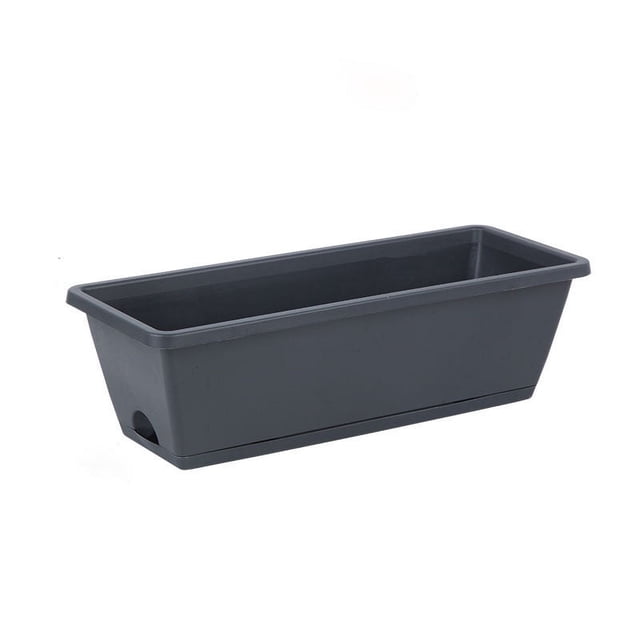 Nvzi 1 pieza de maceta de plástico gris oscuro gruesa y perezosa para plantar flores en el balcón del hogar, maceta grande rectangular de resina larga de 43 * 15 * 19 cm
