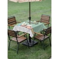 thumbnail image 3 of Outdoor Tablecloth with Umbrella Hole and Zipper, Happy Easter Square Table Cloth 54x54 Inch Waterproof Tablecloth, Colorful Spring Eggs Green Wooden Picnic Table Cover for Patio Camping, 3 of 7