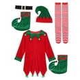 thumbnail image 4 of TiaoBug Womens 6Pcs Christmas Elf Santa Helper Costume Full Set Adult Xmas Holiday Party Cosplay Outfits Red 160, 4 of 7