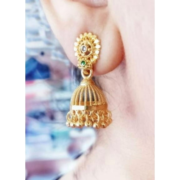 1 Gram Gold Plated Dome-Style Traditional Jhumki Earrings for Women