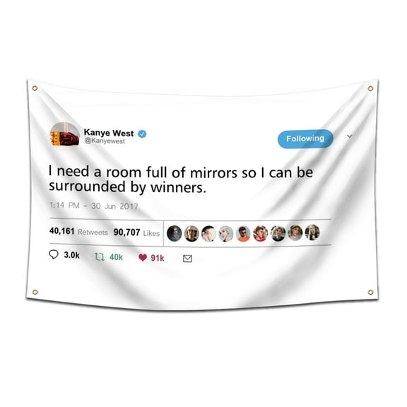 I Need a Room of Mirror So I Can Be Surrounded by Winner (3x5ft, Vivid Color) HD Printing 150D Poly Two Brass Grommets For Dorm College