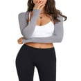 thumbnail image 2 of Women Yoga Crop Cardigan Long Sleeve Open Front Solid Shrug Tops, 2 of 4