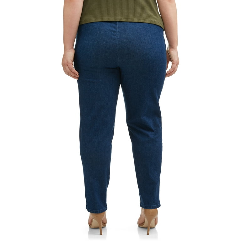 Just My Size Women's Plus Size Pull on 2-Pocket Stretch Woven Pants, Also  in Petite