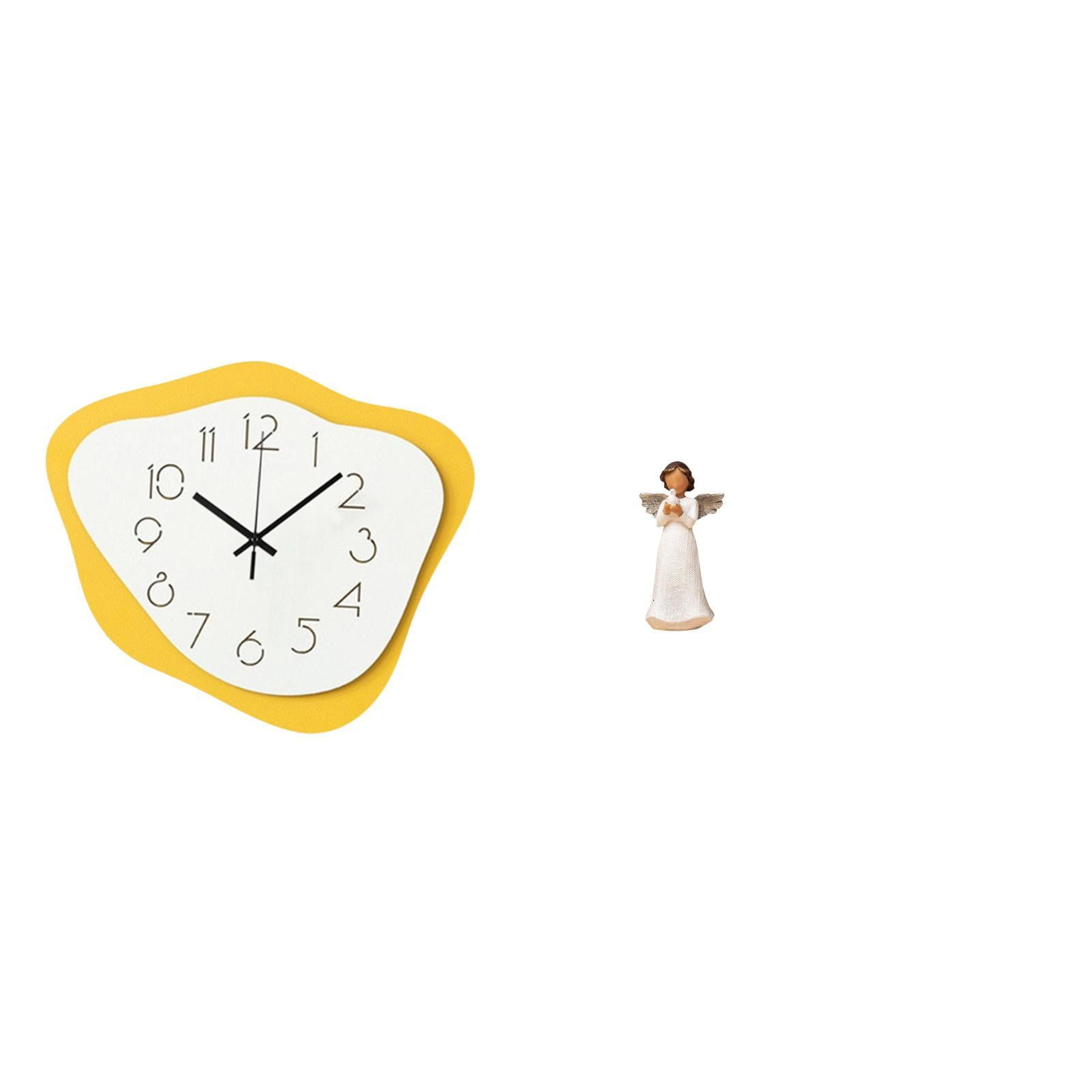 Esquirla Wall Clock Angel Statue Figurine Collectible Sculpture Acrylic Resin Silent Artistic Minimalist Geometric Shape Suitable for gift giving home decoration living room bedroom office shelf