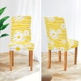 thumbnail image 2 of Cute Daisy Yellow Stripes Parson Chair Covers, Chair Covers for Dining Room 4 Pack, Chair Cushion Covers for Dining Chairs, Spandex and Polyester Covers for Kitchen Chairs, 2 of 6