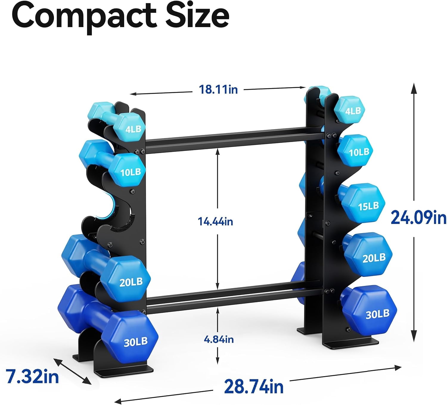 Heavy-Duty Dumbbell Rack Stand for Home Gym, 400LB Capacity Compact Free Weight Storage Organizer