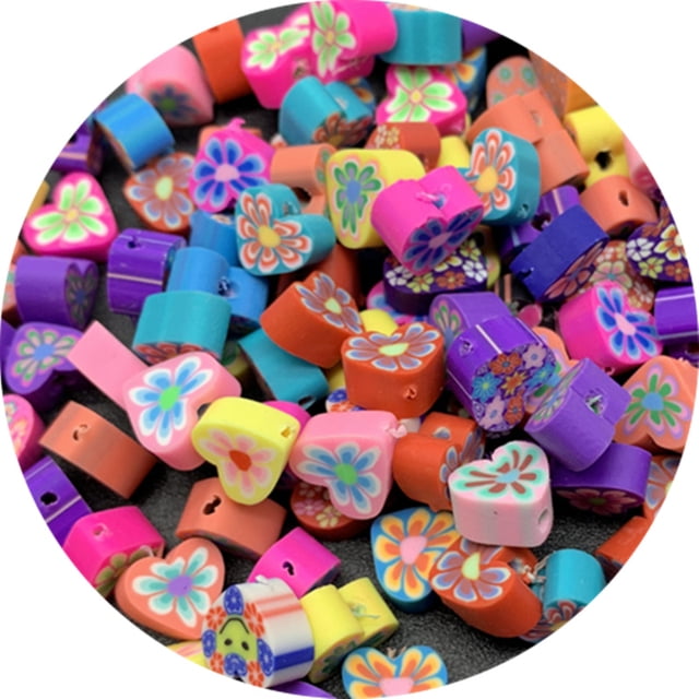 200 Pcs Perles Rondes Colorées pour Fabrication de Bijoux pour Enfants DIY, Rétro Amour