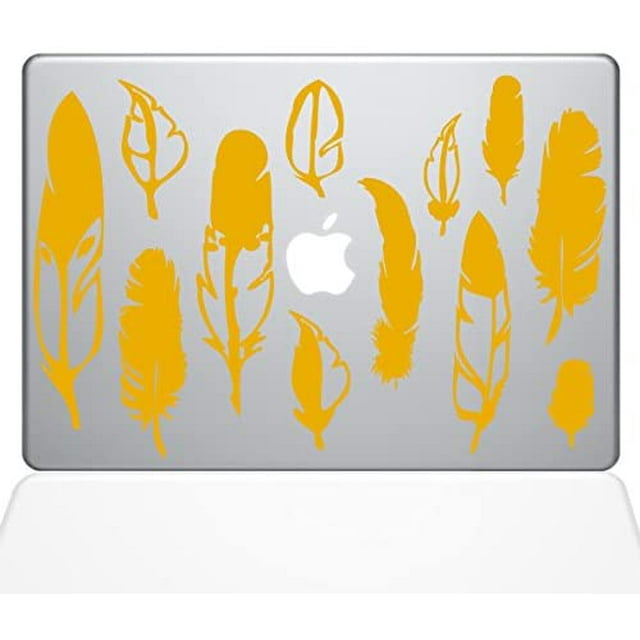 The Decal Guru Woodland Feathers MacBook Decal Vinyl Sticker - 12" MacBook - Yellow (1267-MAC-12M-SY)
