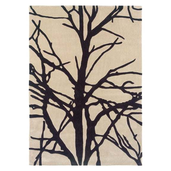 Linon Trio Forest Polyester 5'x7' Area Rug in Cream