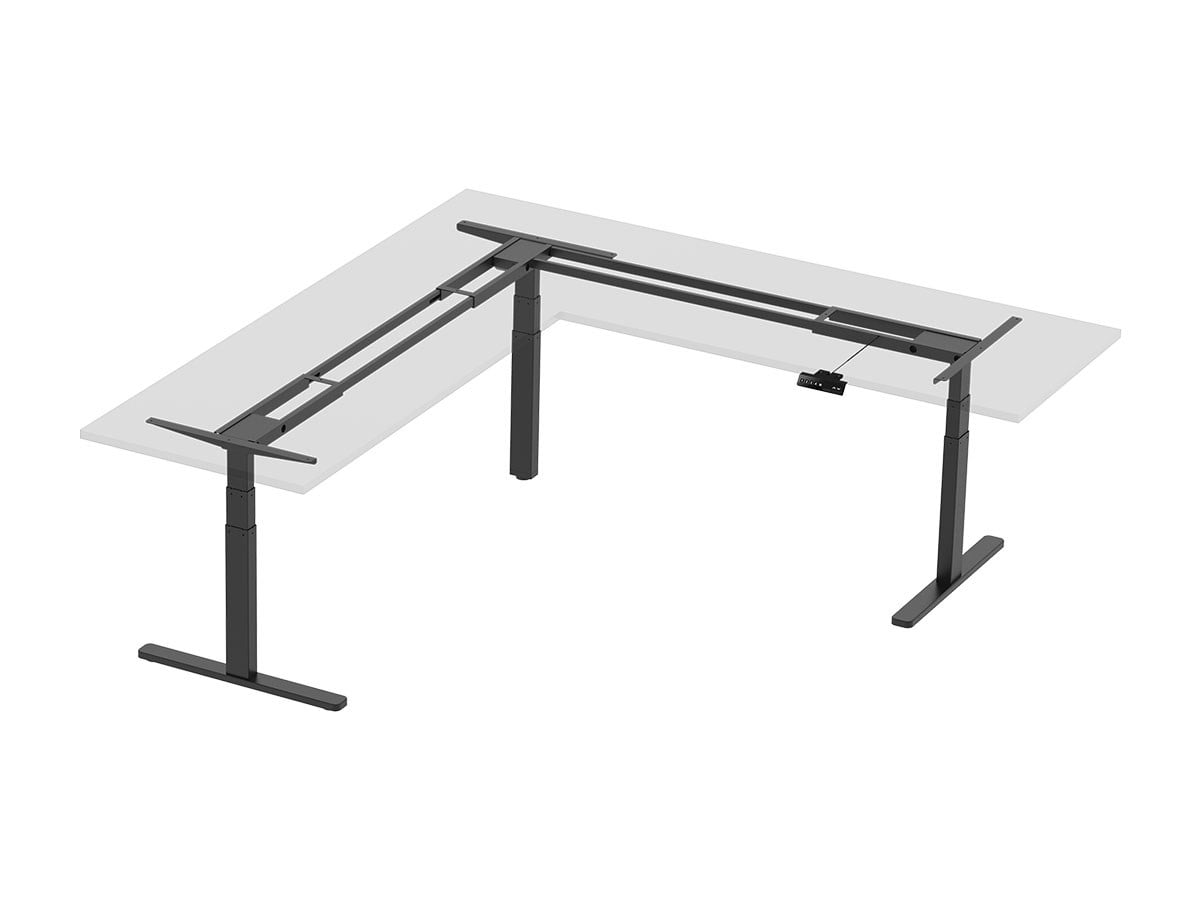 Monoprice Triple Motor Height Adjustable SitStand Corner Desk Frame Black, 3 Leg Corner, L