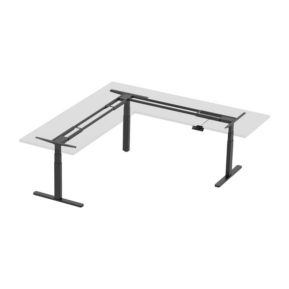 Monoprice Triple Motor Height Adjustable Sit-Stand Corner Desk Frame - Black, 3 Leg Corner, L Shaped Table Base, Programmable Memory Settings