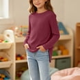 thumbnail image 2 of YUANxueke Girls Ribbed Knit Tunic Tops with Side Pockets Crewneck Long Sleeve Side Split Hem Casual Tops for 5-15 Years, 2 of 6